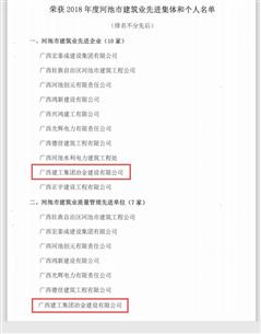 公司榮獲河池市建筑業(yè)聯(lián)合會(huì)多項(xiàng)表彰